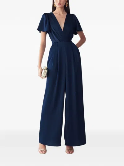 St Mrlo Imani V-neck Pleated Jumpsuit In Blue