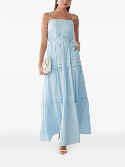 St Mrlo Pintuck-detail Tiered Midi Dress In Blue