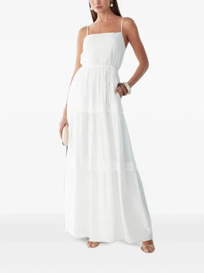 St Mrlo Pleated Tiered Maxi Dress In White