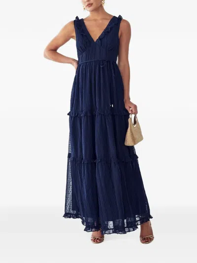 St Mrlo Ruffled Tiered Maxi Dress In Blue