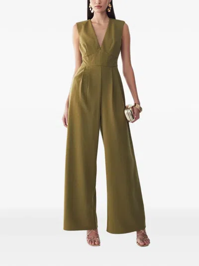 St Mrlo V-neck Pleated Jumpsuit In Brown