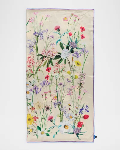 St. Piece Neiman Marcus Exclusive Whitney Double Sided Floral-print Silk Scarf In Grey Cream