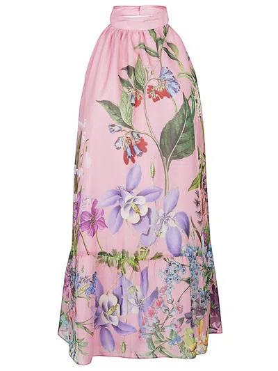 St. Piece Of London Bonnie Printed Silk Dress In Pink