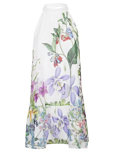 St. Piece Of London Bonnie Printed Silk Dress In White