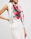 St. Piece Valerie Double-sided Silk Scarf In Pink Green Ombre Multi Colour Print