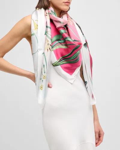 St. Piece Valerie Double-sided Silk Scarf In Pink Green Ombre Multi Colour Print