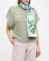 St. Piece Vanessa Double-sided Silk Scarf In Green White Multi Floral Print