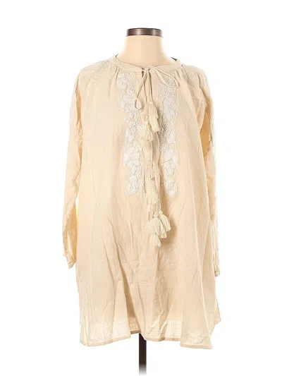 Pre-owned St. Roche 3/4 Sleeve Blouse In Tan
