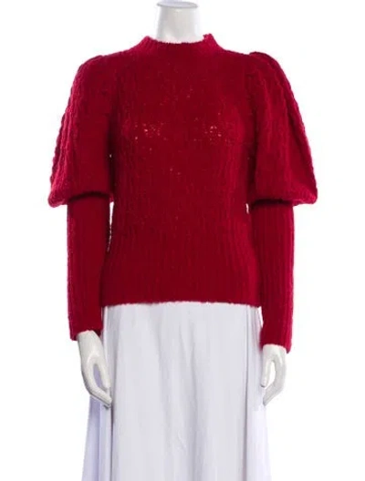 Pre-owned St. Roche Alpaca Mock Neck Sweater In Red