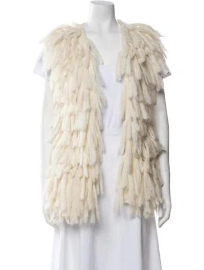 Pre-owned St. Roche Alpaca Open Front Sweater In White