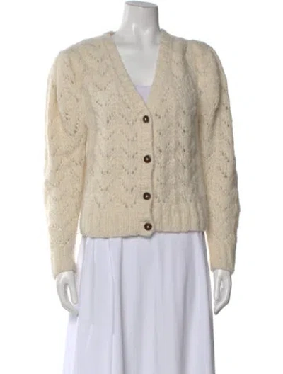 Pre-owned St. Roche Alpaca Patterned Sweater In White