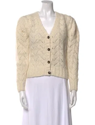 Pre-owned St. Roche Alpaca V-neck Sweater In White