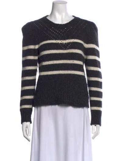 Pre-owned St. Roche Baby Alpaca Striped Sweater In Gray