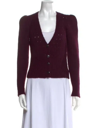 Pre-owned St. Roche Baby Alpaca V-neck Sweater In Burgundy