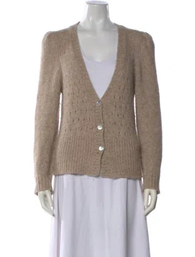 Pre-owned St. Roche Baby Alpaca V-neck Sweater In Neutral