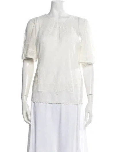 Pre-owned St. Roche Bateau Neckline Short Sleeve Blouse In Neutrals