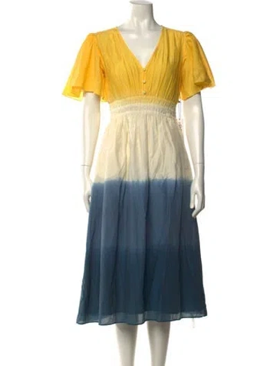 Pre-owned St. Roche Colorblock Pattern Midi Length Dress In Yellow