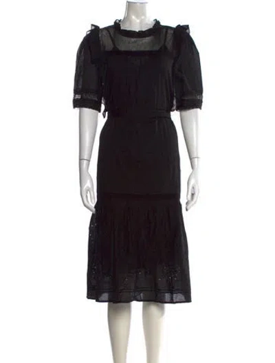 Pre-owned St. Roche Crew Neck Midi Length Dress In Black