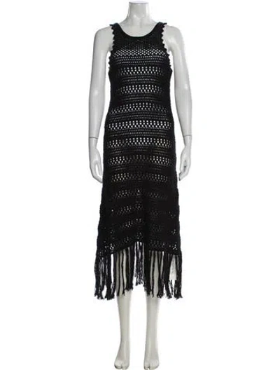 Pre-owned St. Roche Crew Neck Midi Length Dress In Black