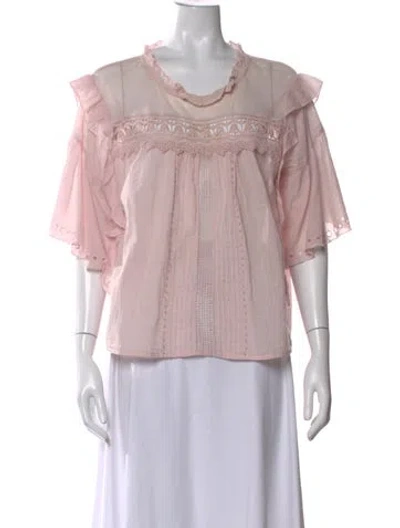 Pre-owned St. Roche Crew Neck Short Sleeve Blouse In Pink