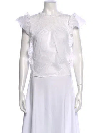 Pre-owned St. Roche Crew Neck Short Sleeve Blouse In White