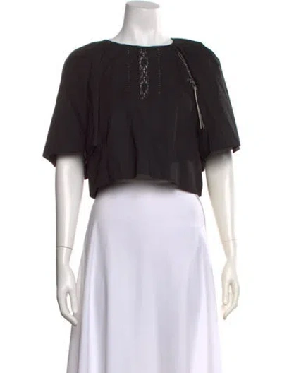 Pre-owned St. Roche Crew Neck Short Sleeve Crop Top In Black