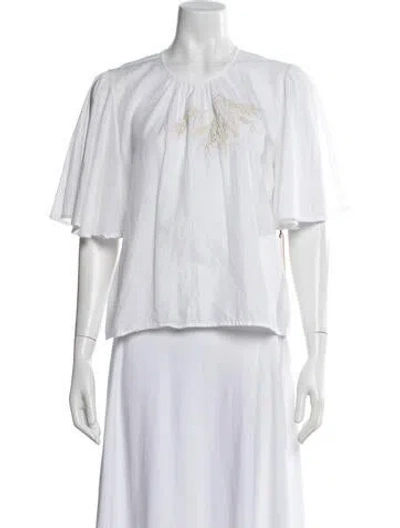 Pre-owned St. Roche Crew Neck Short Sleeve Top In White