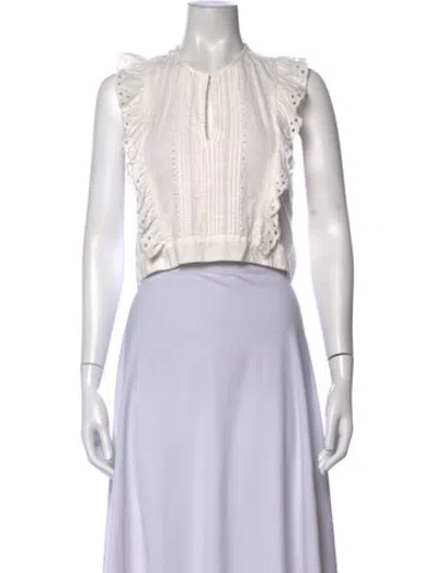 Pre-owned St. Roche Crew Neck Sleeveless Blouse In White
