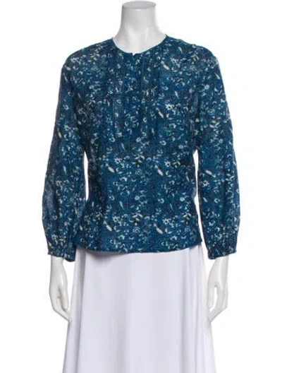 Pre-owned St. Roche Floral Print Crew Neck Blouse In Multi