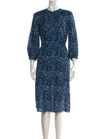 Pre-owned St. Roche Floral Print Knee-length Dress In Blue