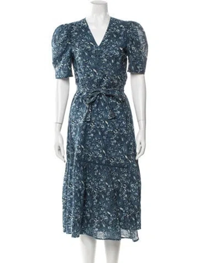 Pre-owned St. Roche Floral Print Long Dress In Blue