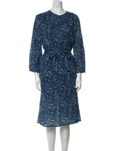 Pre-owned St. Roche Floral Print Midi Length Dress In Blue
