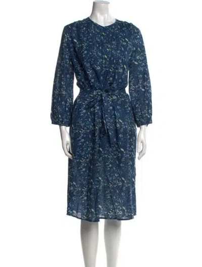 Pre-owned St. Roche Floral Print Midi Length Dress In Blue