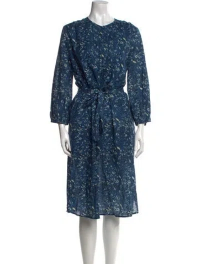 Pre-owned St. Roche Floral Print Midi Length Dress In Blue