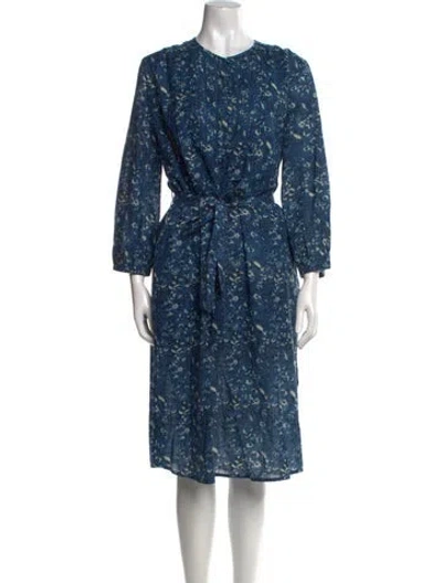 Pre-owned St. Roche Floral Print Midi Length Dress In Blue