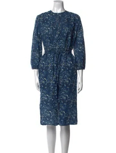Pre-owned St. Roche Floral Print Midi Length Dress In Blue