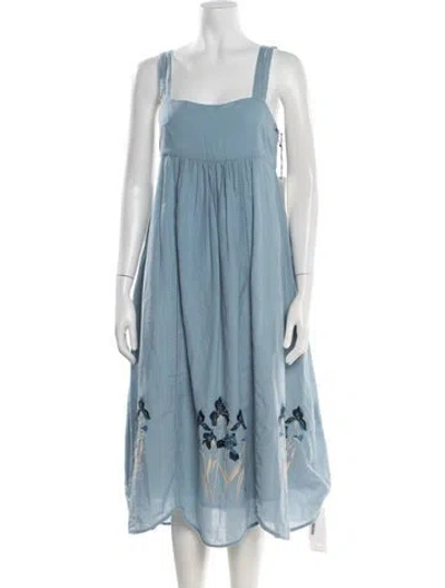 Pre-owned St. Roche Floral Print Midi Length Dress In Blue