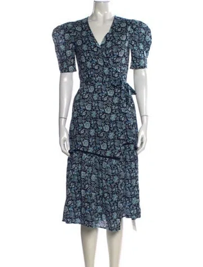 Pre-owned St. Roche Floral Print Midi Length Dress In Blue