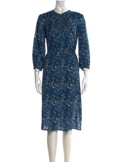 Pre-owned St. Roche Floral Print Midi Length Dress In Blue