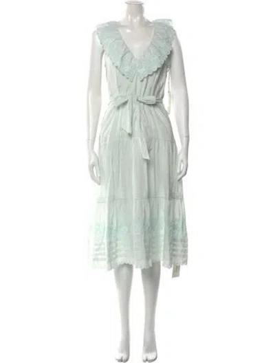 Pre-owned St. Roche Floral Print Midi Length Dress In Green