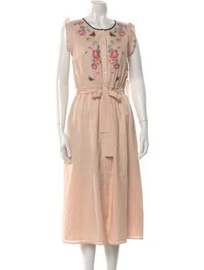 Pre-owned St. Roche Floral Print Midi Length Dress In Orange