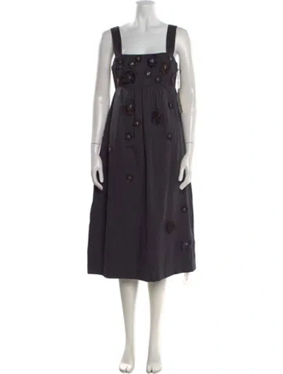 Pre-owned St. Roche Floral Print Midi Length Dress W/ Tags In Black