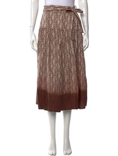 Pre-owned St. Roche Floral Print Midi Length Skirt In Brown