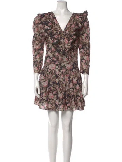 Pre-owned St. Roche Floral Print Mini Dress In Black