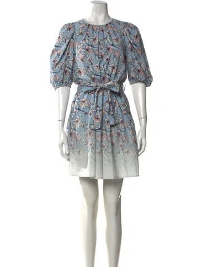 Pre-owned St. Roche Floral Print Mini Dress In Blue