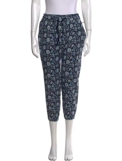 Pre-owned St. Roche Floral Print Straight Leg Pants In Blue