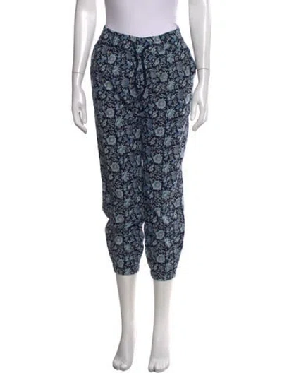 Pre-owned St. Roche Floral Print Straight Leg Pants In Blue