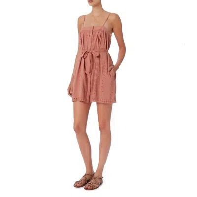 St. Roche Kiki Belted Eyelet Dress In Blush In Gold