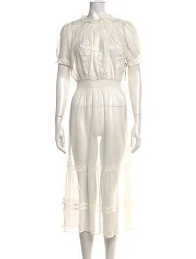 Pre-owned St. Roche Lace Pattern Long Dress In Neutrals