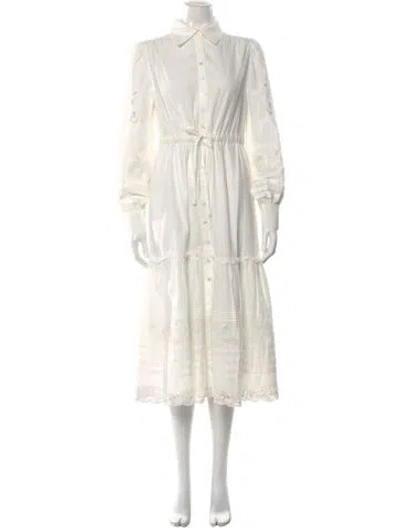 Pre-owned St. Roche Lace Pattern Long Dress In White